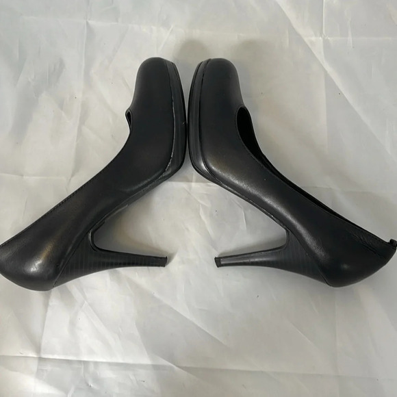 ALDO Black Genuine Leather Platform Pumps Shoes Heels Round Toe 8.5 - Picture 6 of 14